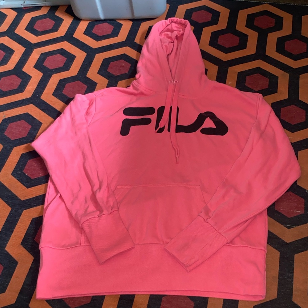 Fila Vibrant Pink Hoodie with Black Logo